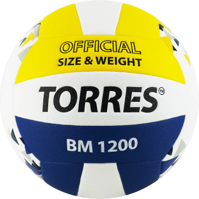 Мяч вол. "TORRES BM1200" арт.V42035, р.5, синт.кожа (микрофибра), клееный, бут.кам, бел-син-желт