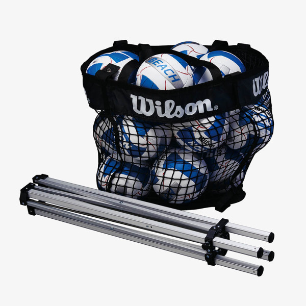 Корзина для вол. мячей Wilson BEACH STAND UP VB CART, WTH180400+, лого Wilson, черный